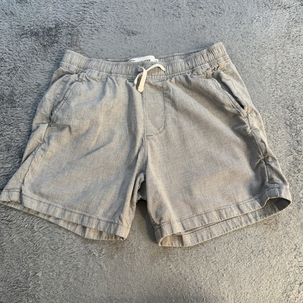 Hollister Mens Pull On Shorts Size S Gray Textured Cotton Linen Blend